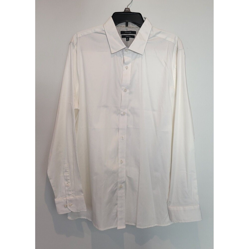TAHARI Men’s Nantucket Long Sleeve Shirt White XL stretch